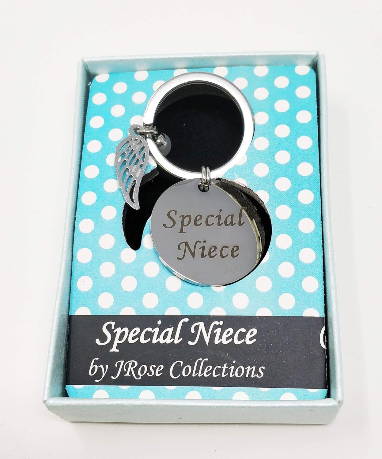 Sterling Effectz Special Niece Keyring with Angel Wing and Pearl Charm - Image 3