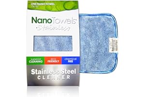 Nano Towels Stainless Steel Cleaner | The Amazing Chemical Free Stainless Steel Cleaning Reusable Wipe Cloth | Kid & Pet Safe | Nano Blue 7x16 (1 pc)