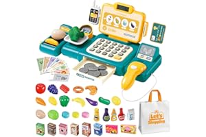 Kids Pretend Play Cash Register Toy Set for Supermarket Shopping, Cosplay Kitchen Toys Educational Learning Toy for Children 