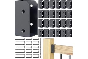 AECXM 201 Stainless Steel 2" x 4" (Actually 1 ½" x 3 ½") Deck Railing Connector, for Deck Railing, Handrail, Barn and Beam end Connection Installation (24pc - Black)