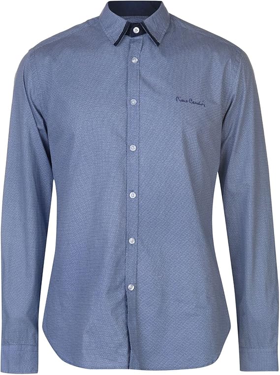 Pierre Cardin Mens Long Sleeve Printed Shirt Regular Fit Blue AOP XXL ...