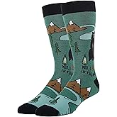 ooohyeah Men’s Funny Novelty Animal Crew Socks, Crazy Fun Saying Silly Cotton Dress Socks Gift, Bear Poop