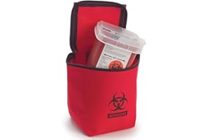 HOPKINS MEDICAL PRODUCTS Hopkins Zippered Transport Pouch with 1 Quart Sharps Container 4.25 inches x 6.5 inches x 4.25 inches, Red
