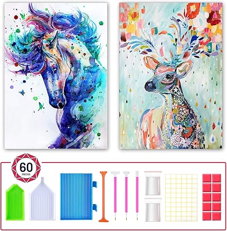 Amazon Supecent 2枚セット ダイヤモンドアート キット ダイアモンドビーズ絵画キット Diy 手作り絵画手芸キット 5d モザイクアート ダイヤモンド塗装 全面貼り付けタイプ 30x40cm 7 刺しゅうキット 通販