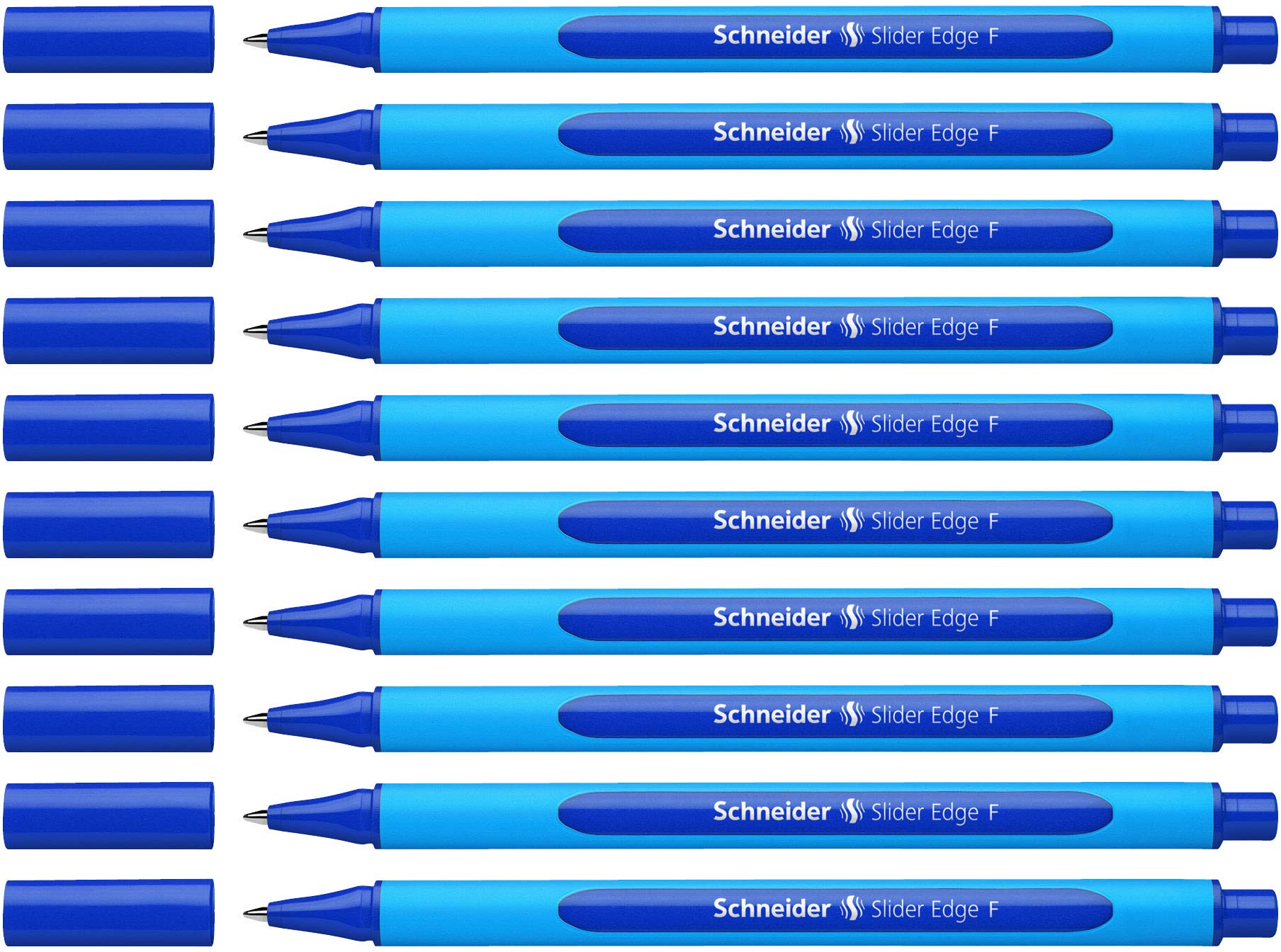 Schneider Slider Edge 152003 Ballpoint Pen with Cap Model F Pack of 10 / Cyan and Blue Barrel / Blue Ink — image 1
