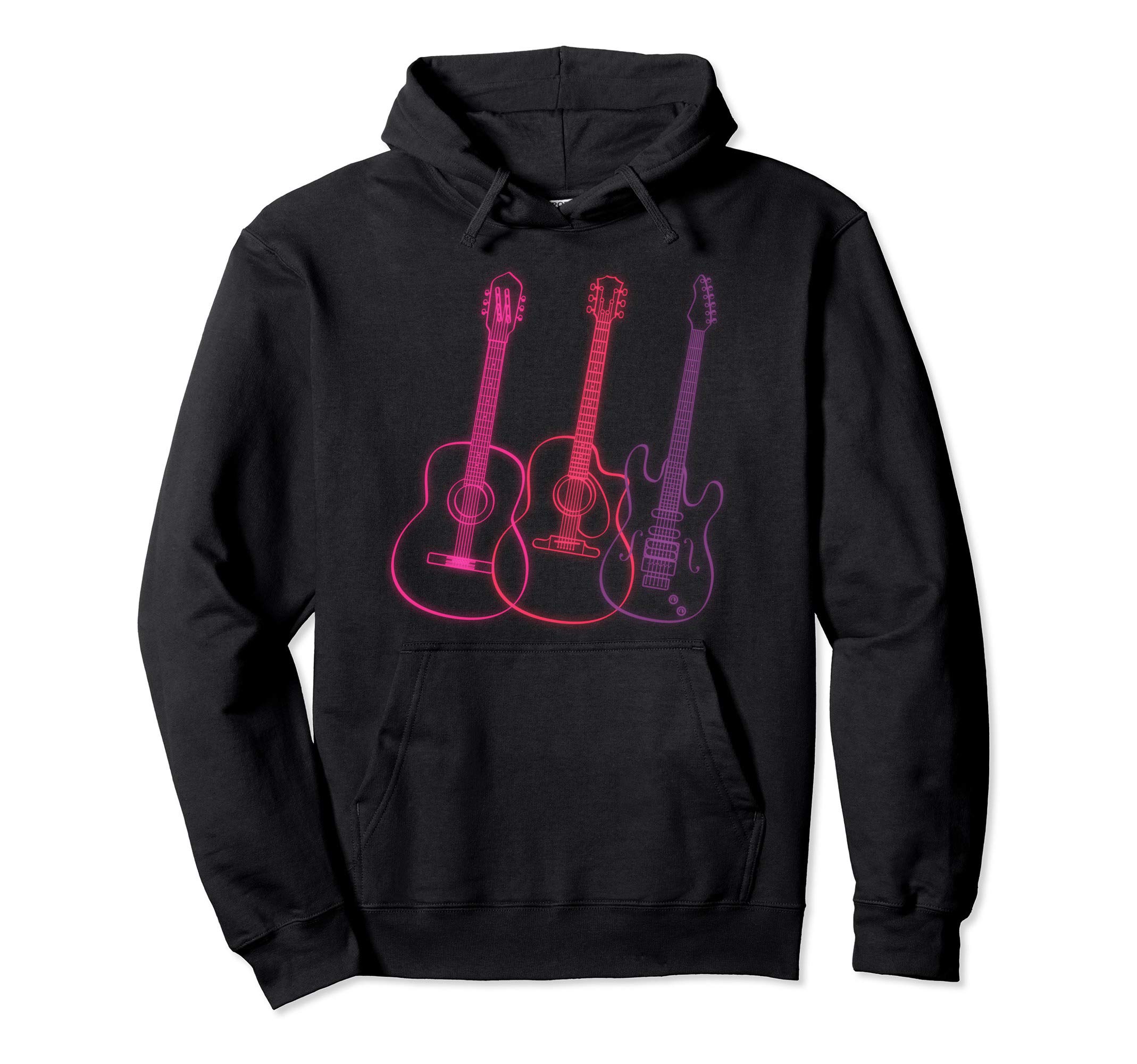 Colored Guitar Electric Acoustic Guitarist Lover Gift Men Pullover Hoodie