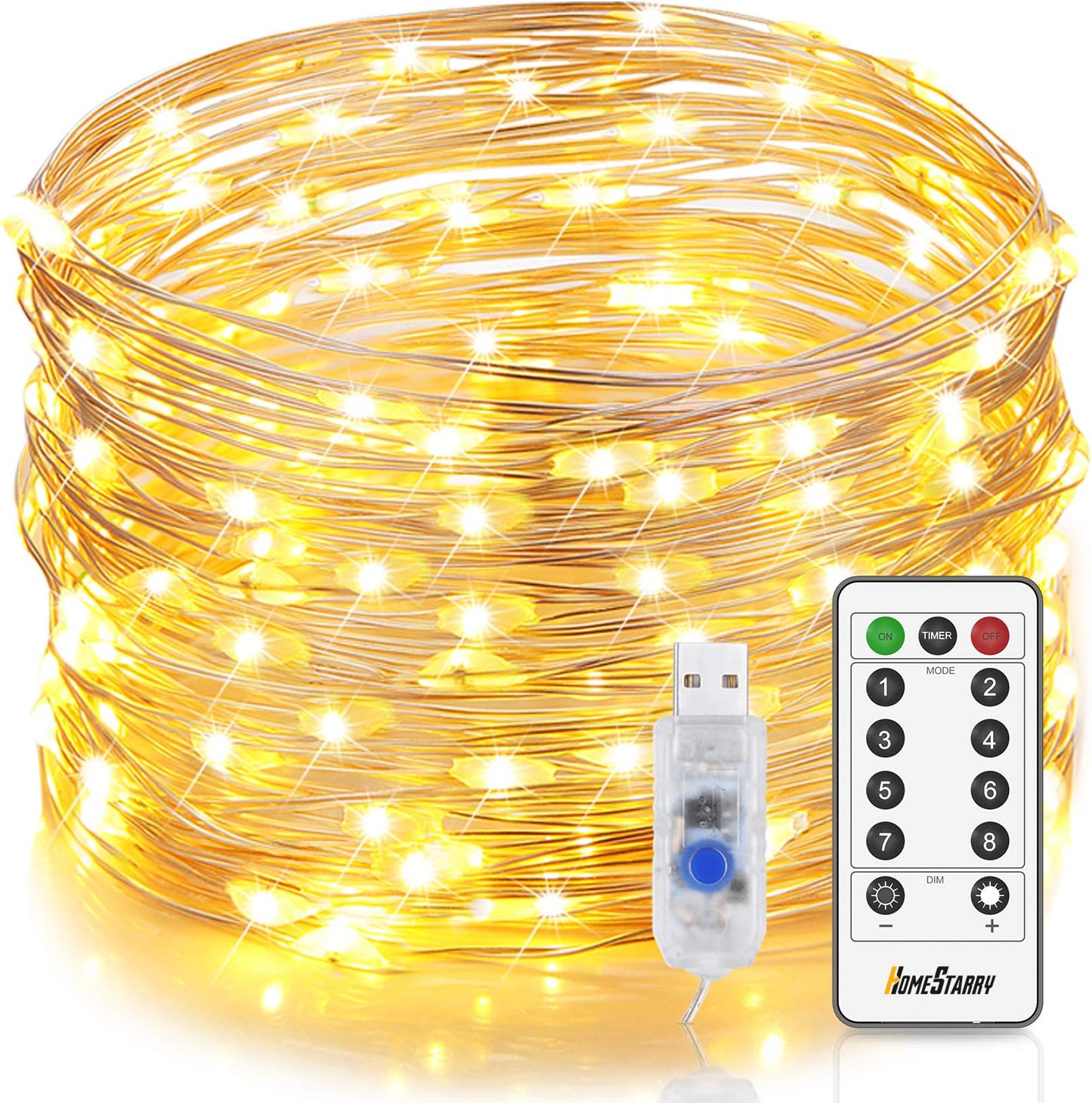 Fairy Lights USB Plug in 20m/66ft 200 LEDs String Lights with Remote