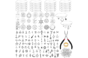 THRILEZ 342Pcs Bangle Bracelets Making Kit, Expandable Bangle Bracelets with Adjustable Wire Blank Bracelets, Jewelry Charms, Jewelry Pliers, Bulk Bangle Charms for DIY Craft Girls Jewelry Making