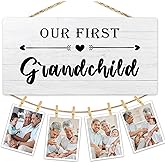Hiuwevt New Grandparents Gifts Picture Frame Photo Hanging Display, First Time Grandparent Gifts, New Grandma Grandpa Gift, Our First Grandchild Picture Board Photo Holder for Wall Decor