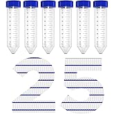 Membrane Solutions Conical Centrifuge Tubes 50mL, 25 Pack Sterile Plastic Test Tubes with Screw Caps, Polypropylene Container with Graduated and Write-on Spot, Non-Pyrogenic, DN/RNase Free
