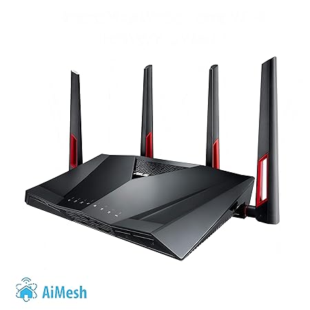 Asus RT-AC88U Gaming Router (Ai Mesh WLAN System, WiFi 5 AC3100, Gaming Engine, 8x Gigabit LAN Link Aggregation, 1.4 GHz DC C