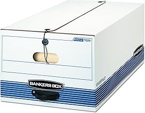 Bankers Box STOR/FILE Medium-Duty Storage Boxes, FastFold, String and Button, Legal, Case of 12 (00705)