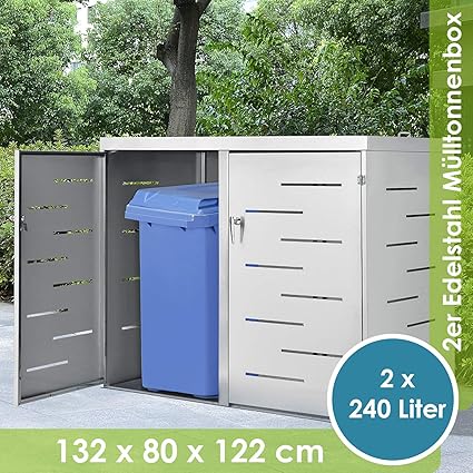 Juskys Edelstahl Mulltonnenbox Arel 2 Mulltonnen Je 240 Liter I