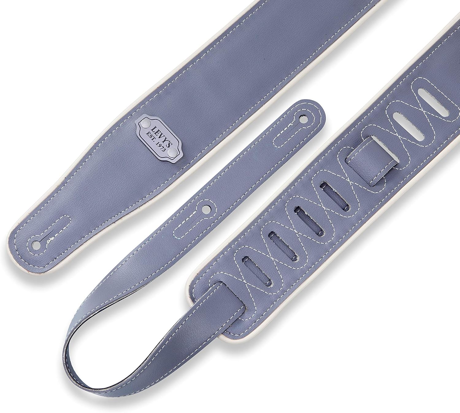 Levy's Leathers 2.75" Guitar Strap Reversible Vinyl Design Black, Grey, and Cream (M26VCP-BLK_GRY, Black, Grey, Cream - Image 4
