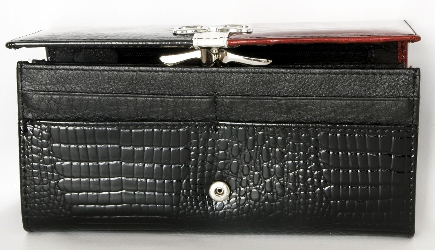 Red-Black-White Foiled Resistant Genuine Leather Wallet - Image 3