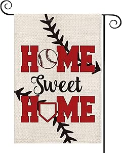 AVOIN Baseball Garden Flag Vertical Double Sided Home Sweet, Bat Ball Sport Softball Flag Yard Outdoor Decoration 12.5 x 18 Inch