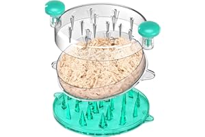 HWONMTE Upgraded Chicken Shredder Tool Twist, Professional Visible Meat Shredder Machine with Removable Plate,Transparent Cover, Ergonomic Handle, Anti-Slip Chicken Grinder, Dishwasher Safe