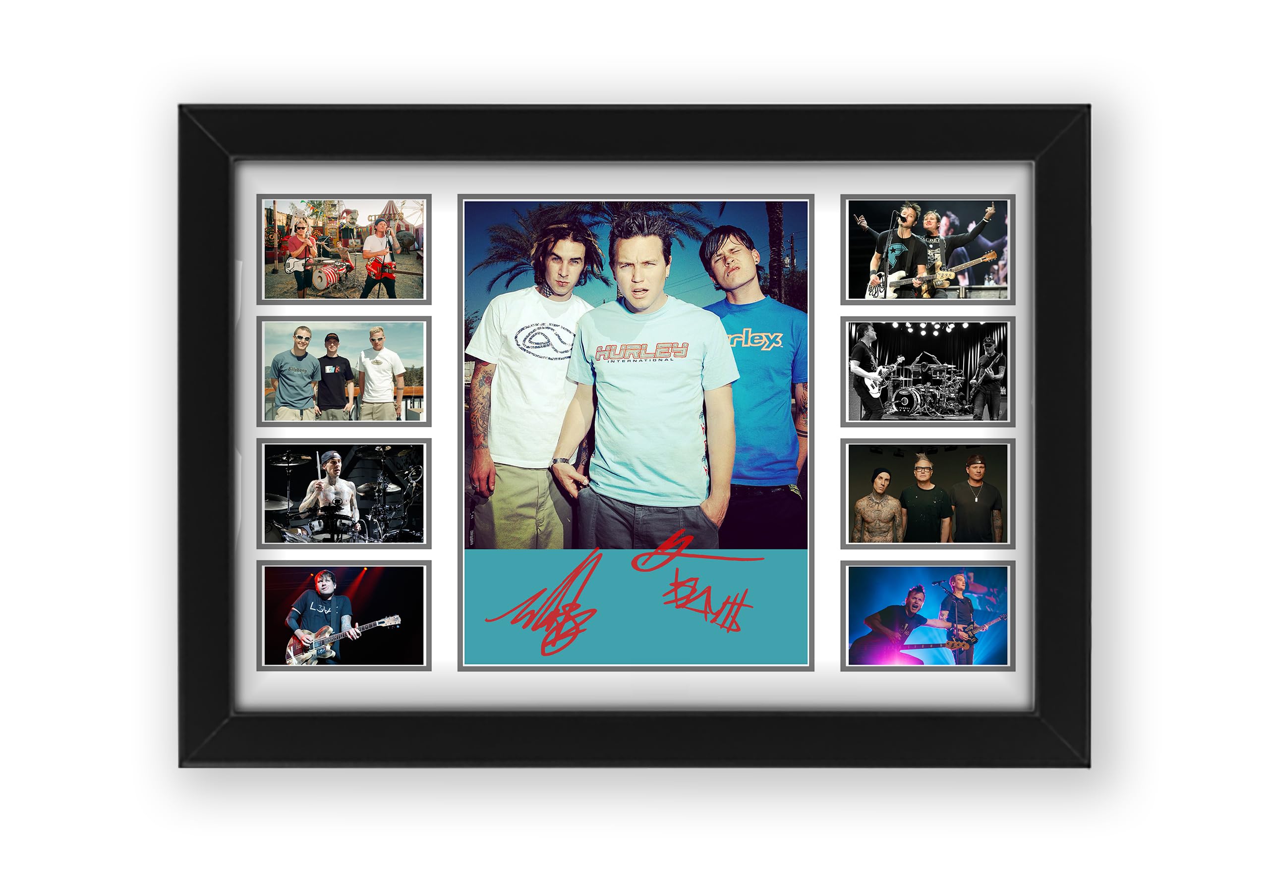 Blink-182 Signed Poster Print - Limited Edition Autograph Fan Gift – Collectible Memorabilia Merchandise (Framed A4 (30x21cm))