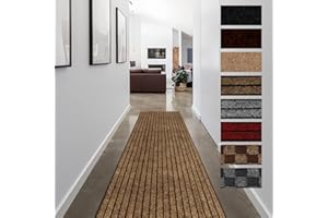 FREADEM Runner Rugs for Hallways, 2FT x 6FT Non Slip Kitchen Area Rug Entryway Runner Laundry Room Rug, 2-82 FT Indoor Outdoor Carpet Runners with Rubber Backing, Brown Stripe