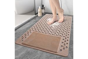 Mofonky Shower Mat Non Slip: 35.4" x 23.6" Large PVC Heavy Shower Mats for Inside Shower - Quick Dry Shower Foot Scrubber Matt with Drain Hole and Suction Cups for Elderly