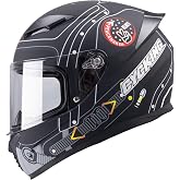 Full Face Motorcycle Helmet, DOT Approved,Street Bike Helmet for Adults Men Women, ABS Shell with Visor, Removable Liner, Bluetooth-Ready Speaker Pockets