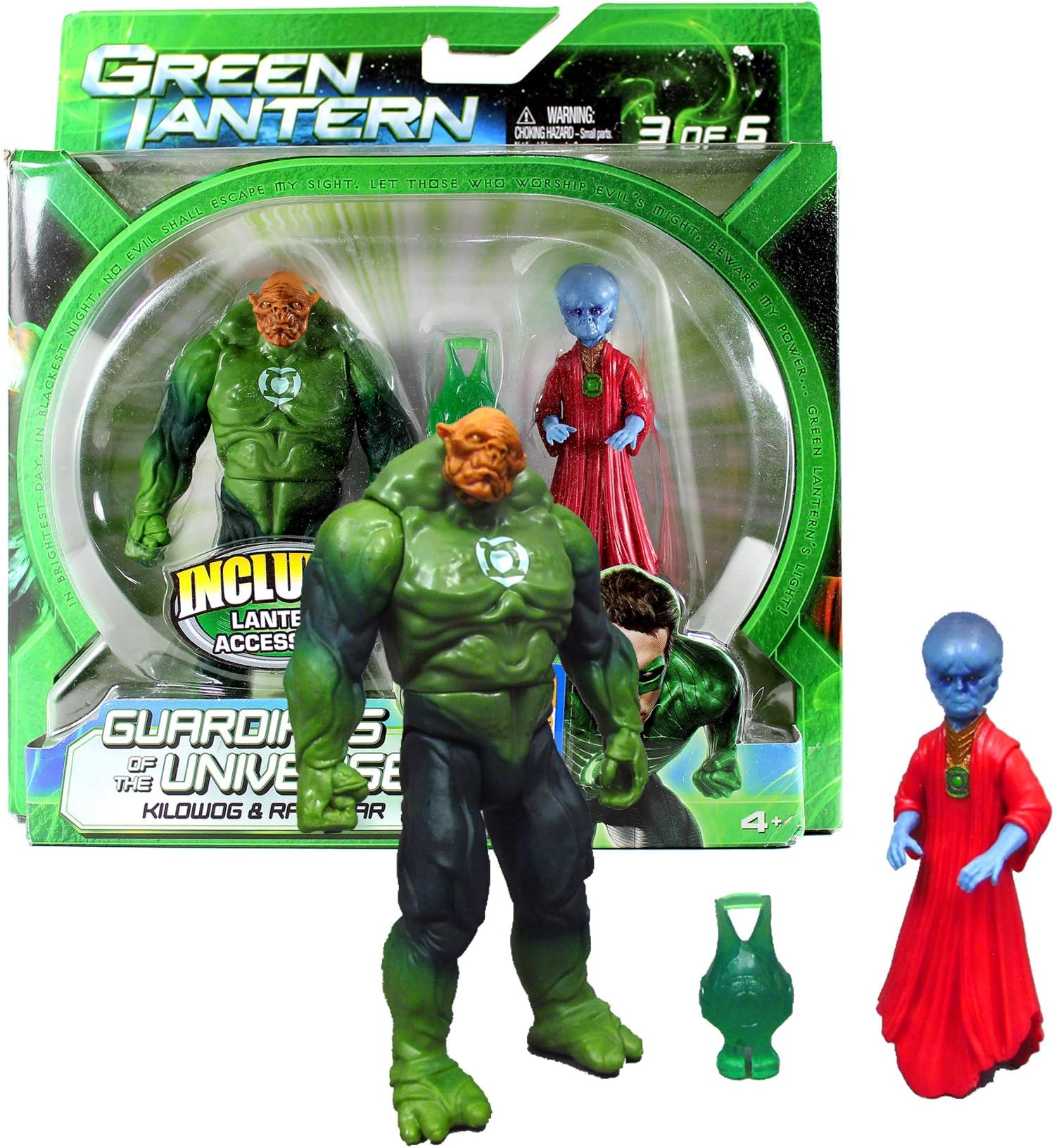 Mattel Year 2010 Movie Series "Green Lantern" Guardian of the Universe 2 Pack 4 Inch Tall Action Figure Set #3 - KILOWOG and RANAKAR with Lantern Accessory