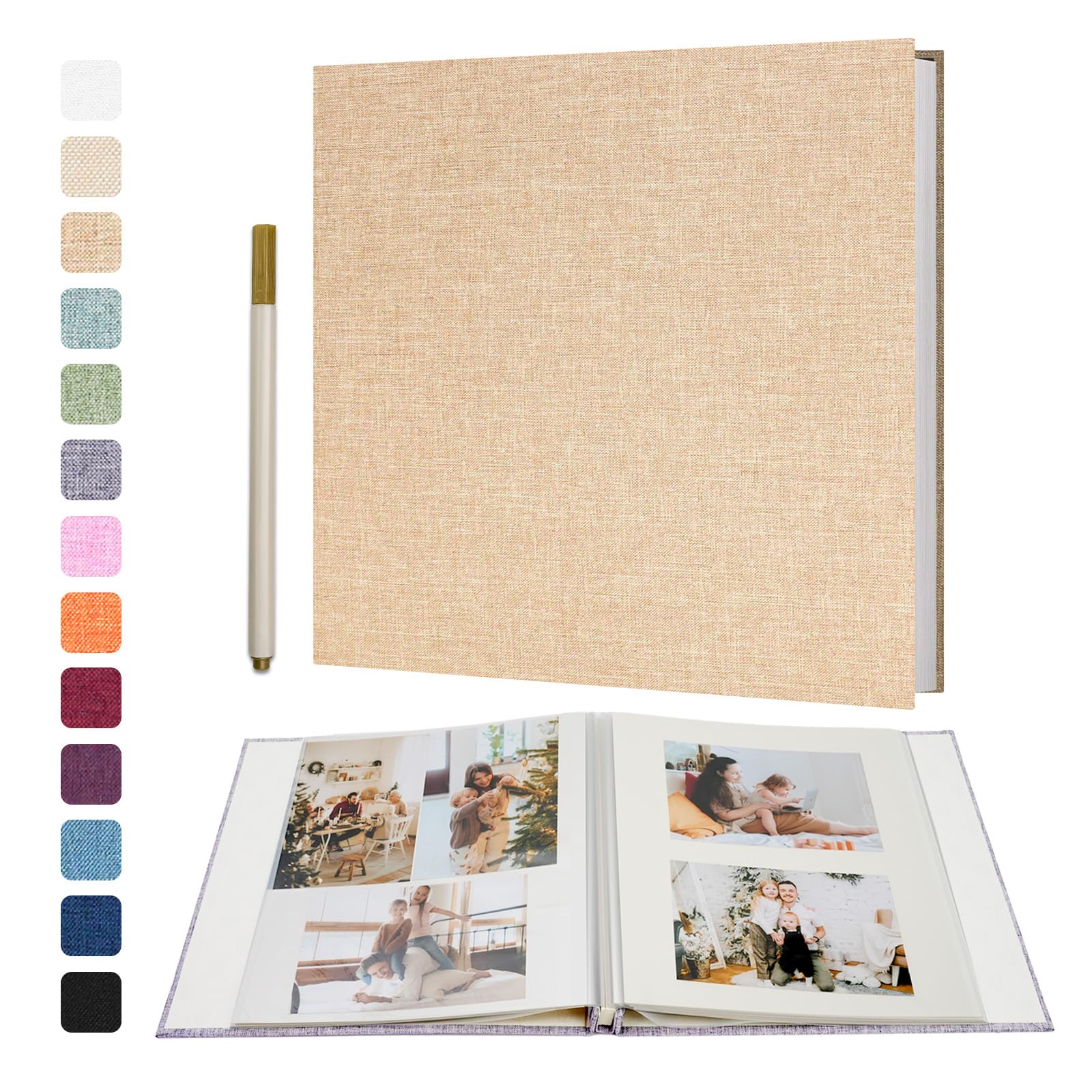 Vienrose Large Photo Album Self Adhesive for 4x6 8x10 10x12 Pictures Scrapbook Album DIY Scrap Book 40 Sticky Pages with A Metallic Pen