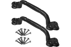 WEBI Rustic Gate Handle,9 Inch Cast Iron Barn Door Handle,Metal Fence Handle Gate Pull Garage,Black,2 Packs