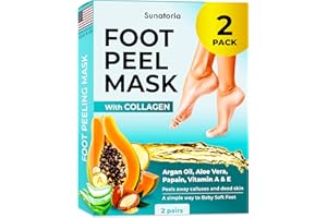 SUNATORIA Foot Peeling Mask for Dead Skin Remover & Deep Moisturize | 2 Pairs | Dermatologically Tested - Foot Peel Mask for Dry Cracked Feet - Foot Mask make Soft Baby Feet for Men & Women | Aloe Vera
