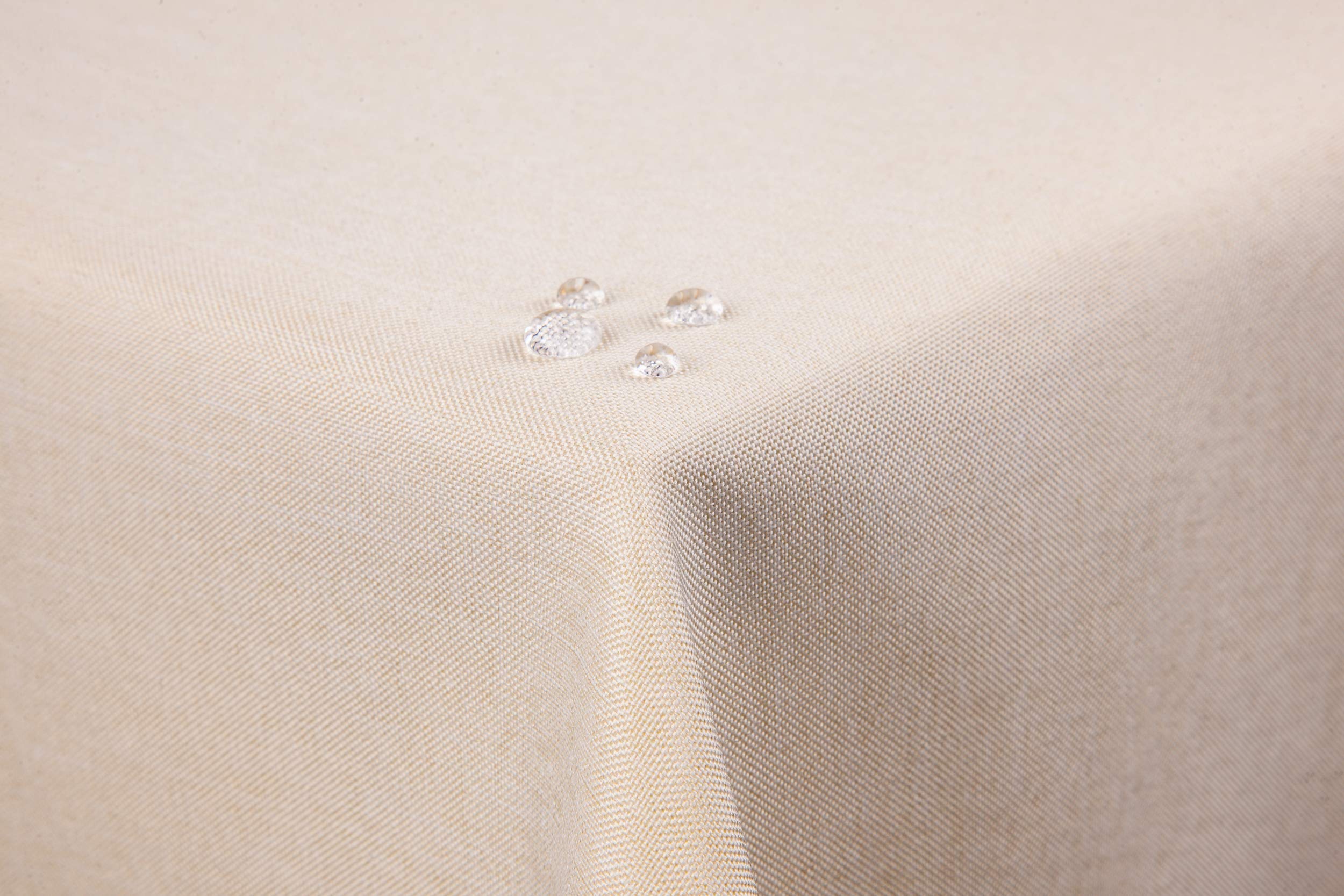 First-Tex tablecloth linen look lotus effect washable with straight hem edge 130x260 square in sand/light brown