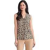 Kasper Women's Animal Print Knot Neck Knit Top
