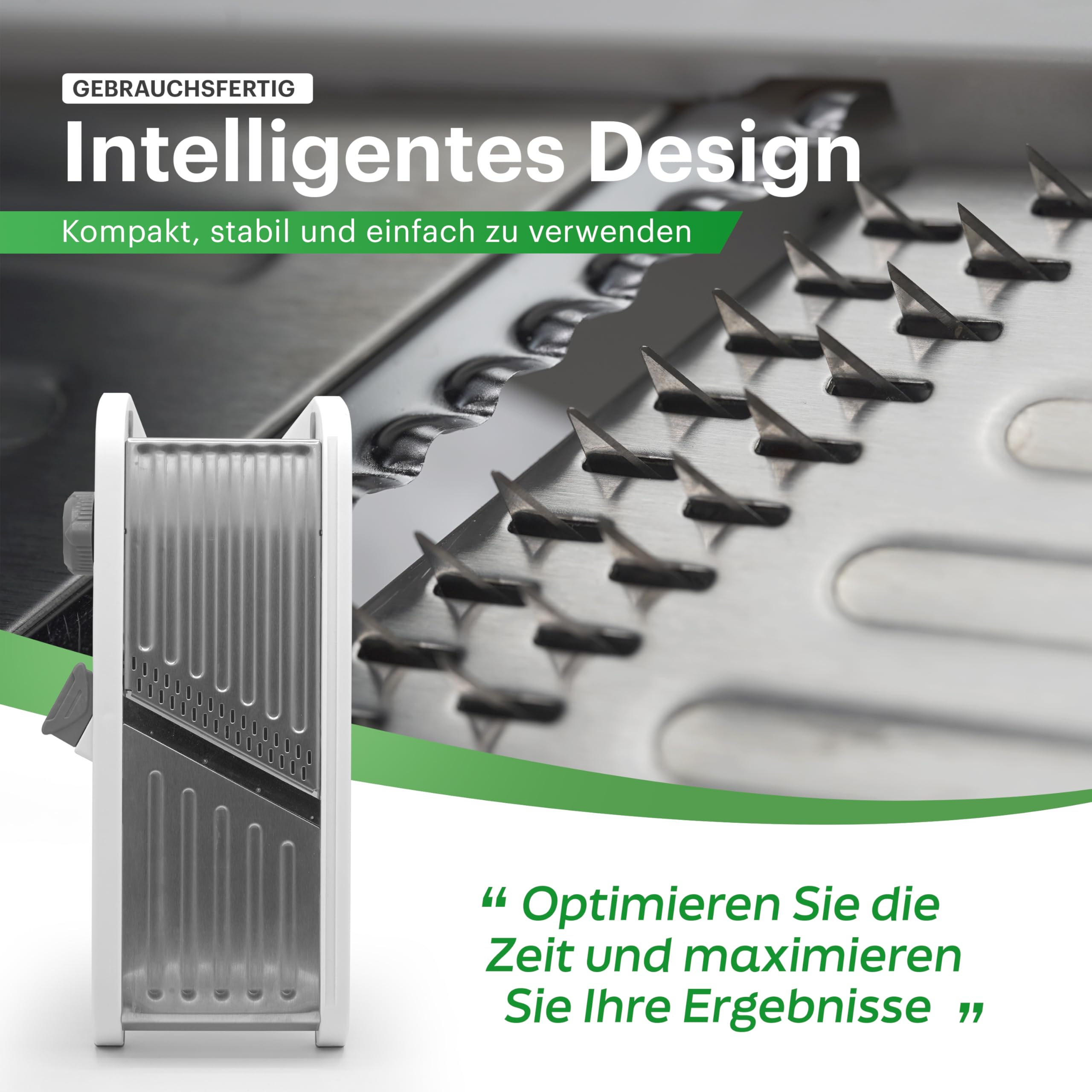YoHous Gemüsehobel Mandoline Edelstahl – Professioneller Gemüseschneider mit einstellbarer Schnittstärke, Julienne/Würfel/Scheiben, spülmaschinengeeignet 7