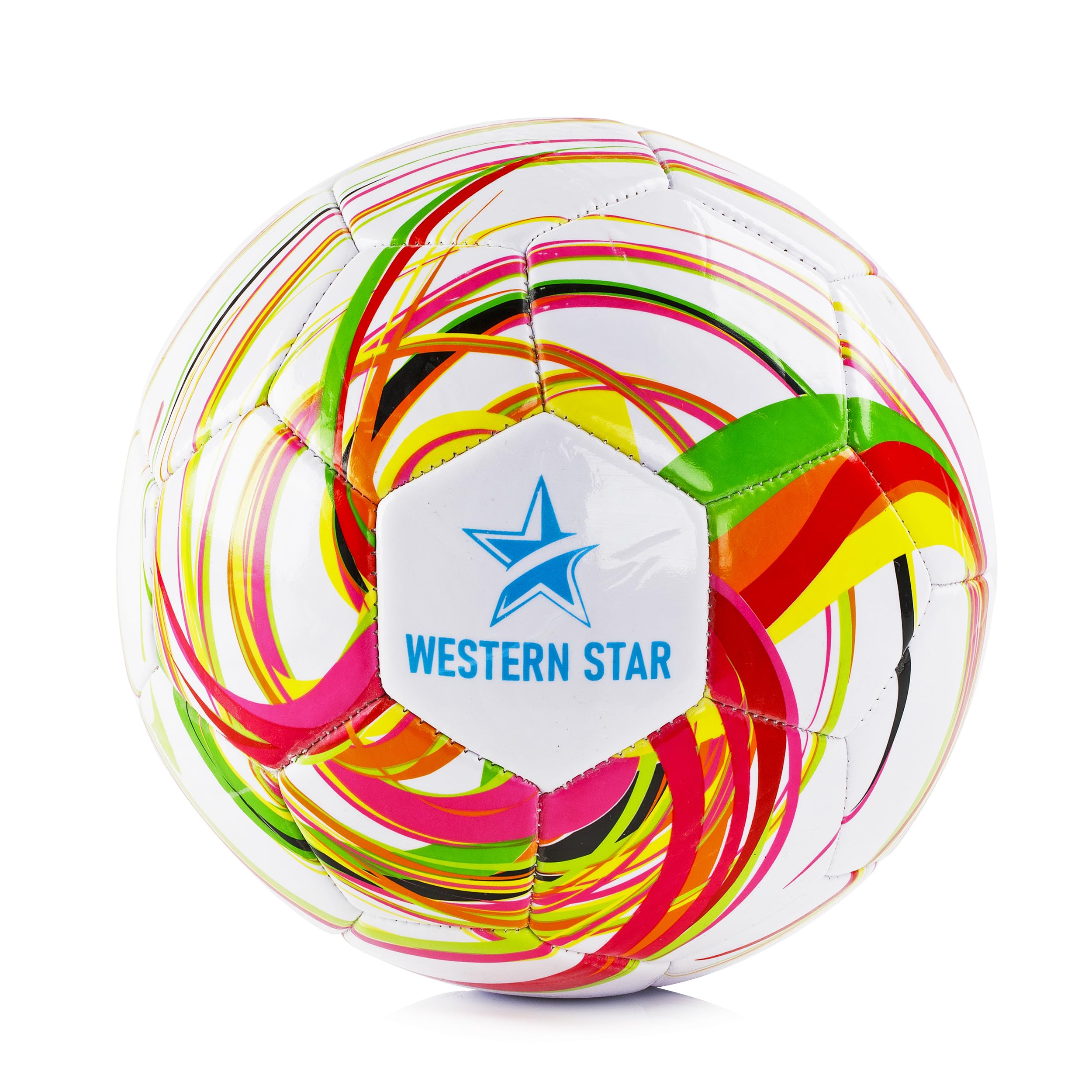 Photo 1 of Western Star Soccer Ball Size 3 & Size 4 & Size 5 - Official Match Weight - 6 Designs - Youth & Adult Soccer Players - Attractive and Durable Design - Match Grade Soccer Ball (Rainbow, 5)
