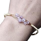 Handmade Genuine Pink Quartz Garnet Stone Wire Wrapped Gold Cuff Bangle for Women Jewelry Gifts For Her Wife Women Sister Girfriend