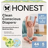 The Honest Company Diapers, Hypoallergenic, UR Ribbiting, Size 5, 44 Count | Baby Diapers, Size 5, 44 Ct. Hypoallergenic, Fragrance-Free, Up To 100% Leak Protection, Plant-Based, OEKO-TEX Certified.