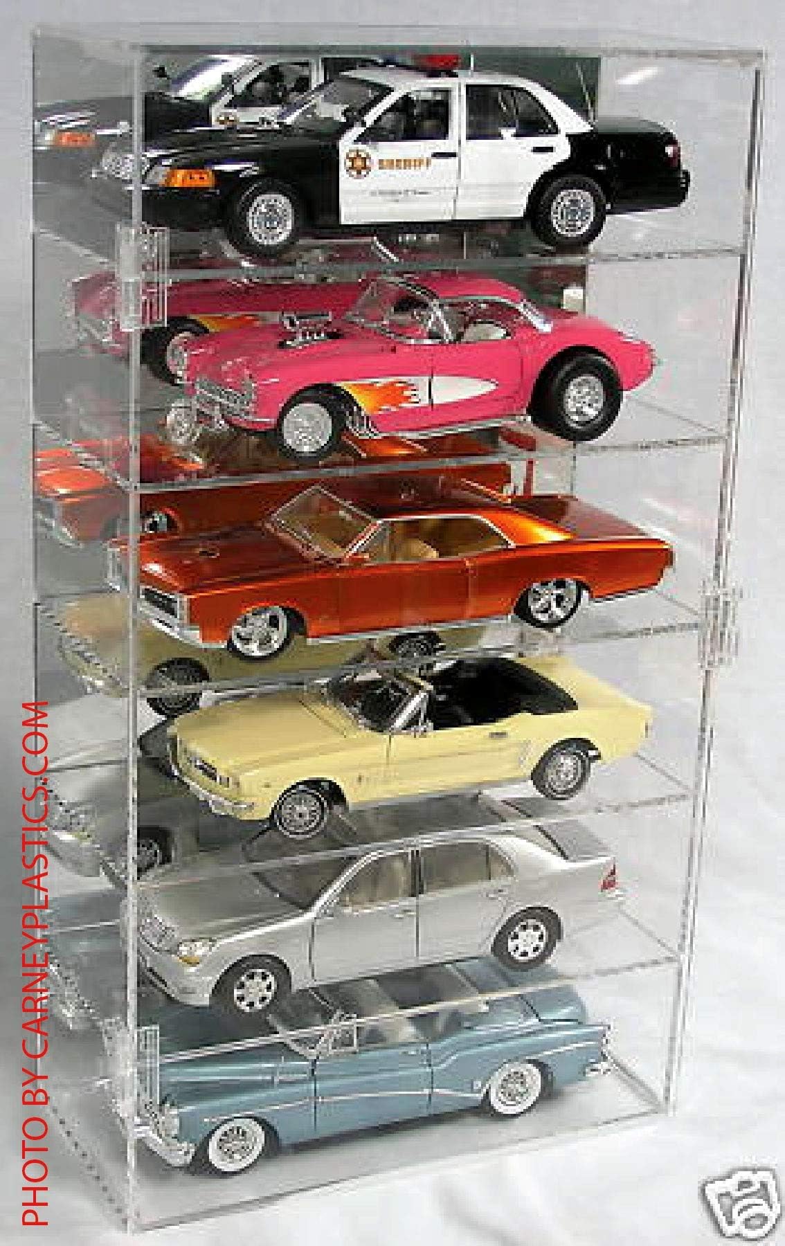 Diecast Car Display Case 1:18 6 Car Vertical Mirror Back