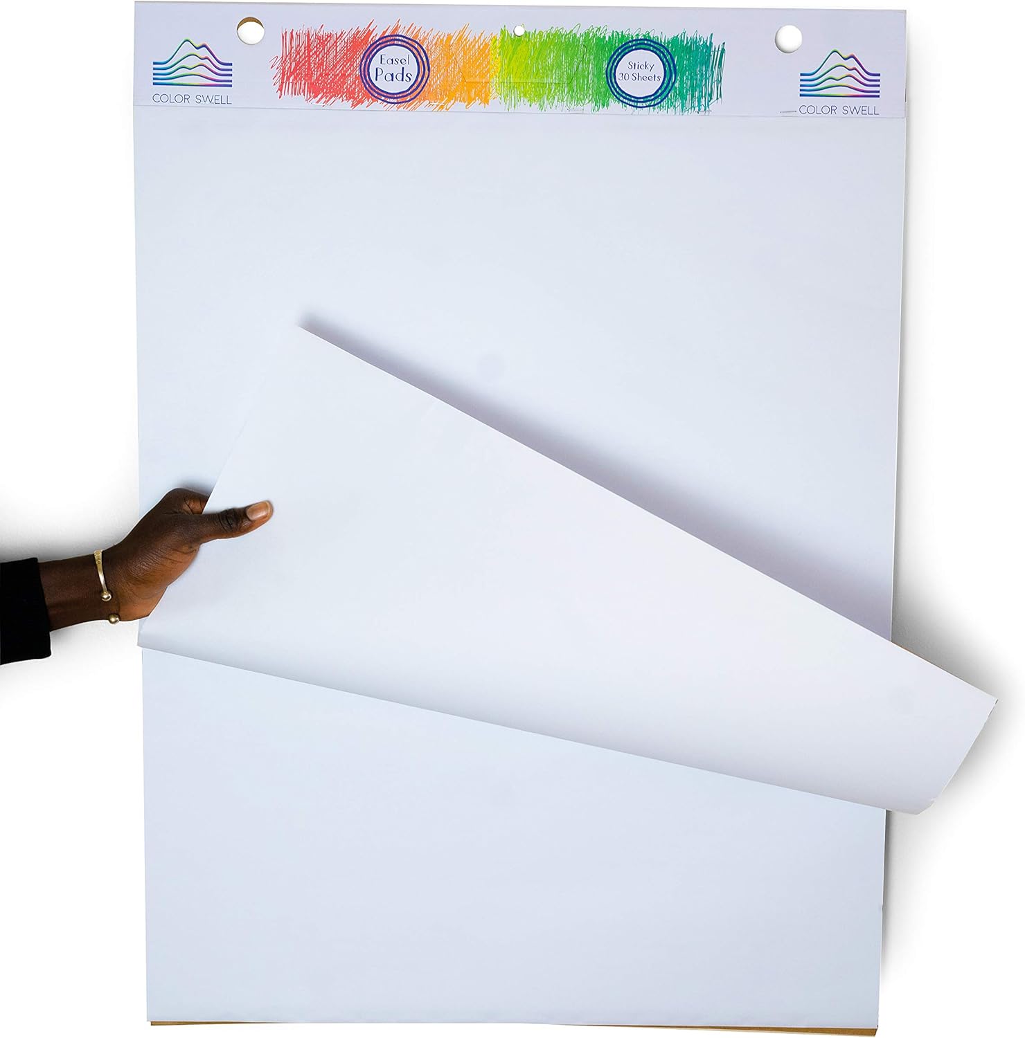 Color Swell 6 Pack 30 Sheets Each of Sticky Easel Pads Plus a Bonus Pack of Washable Markers, Great for The Office, Classroom, Groups, Presentations, Meetings, and Brainstorming
