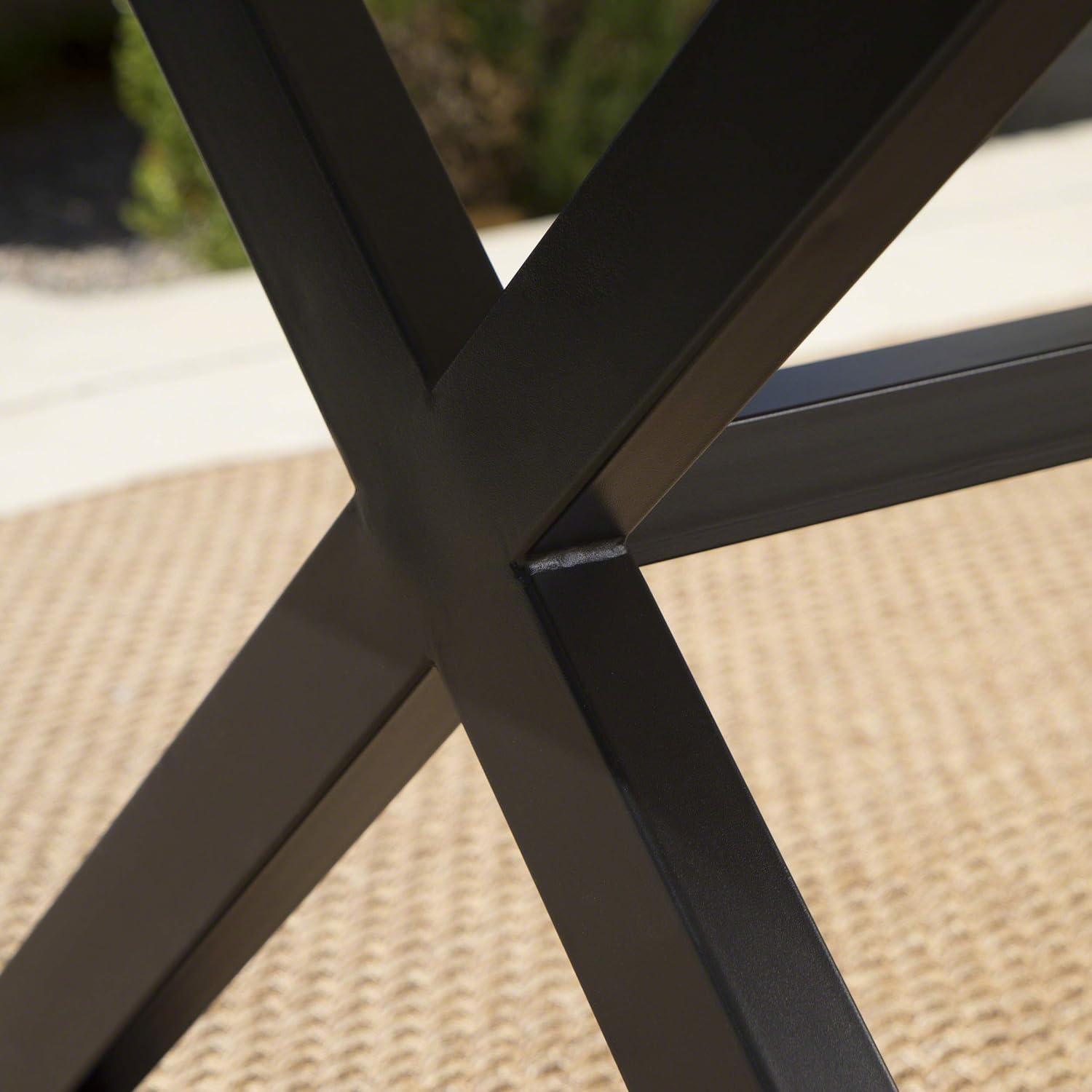 Christopher Knight Home Rolando Outdoor Aluminum Dining Table with Steel Frame, Grey / Black : Garden & Outdoor