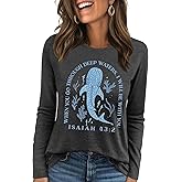 Christian Shirts for Women Religious Faith Shirt Boho Wildflowers Tshirt God Graphic Long Sleeve Tops