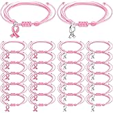 Fumete Breast Cancer Awareness Bracelets Bulk Pink Ribbon Breast Cancer Awareness Bracelet Inspirational Wristband Accessories for Women Survior Party Favor Gifts