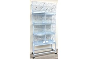 MCAGE LOT of Large Stackable Breeder Bird Flight Cage with Removable Center Divider and Breeding Nest Box Doors with Removable Rolling Stand