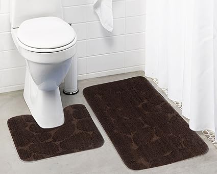 Lushomes Ultra Soft Microfiber Polyester Brown Large Bath Mat Set