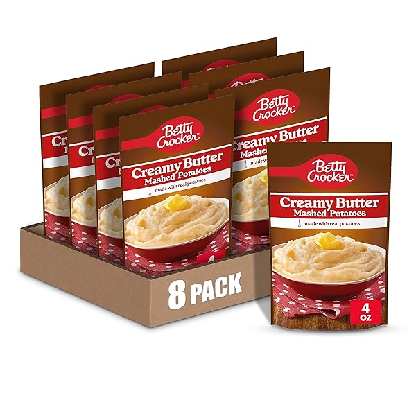 BETTY CROCKER CREAMY BUTTER MASHED POTATOES, MADE WITH REAL POTATOES, 4 OZ (PACK OF 8)