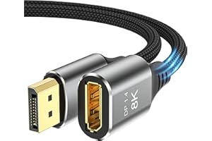 DGHUMEN 8K DisplayPort Extension Cable 5Feet,DP to DP Extension Cable,Male to Female,Supports 8K@60Hz,4K@144Hz-Grey