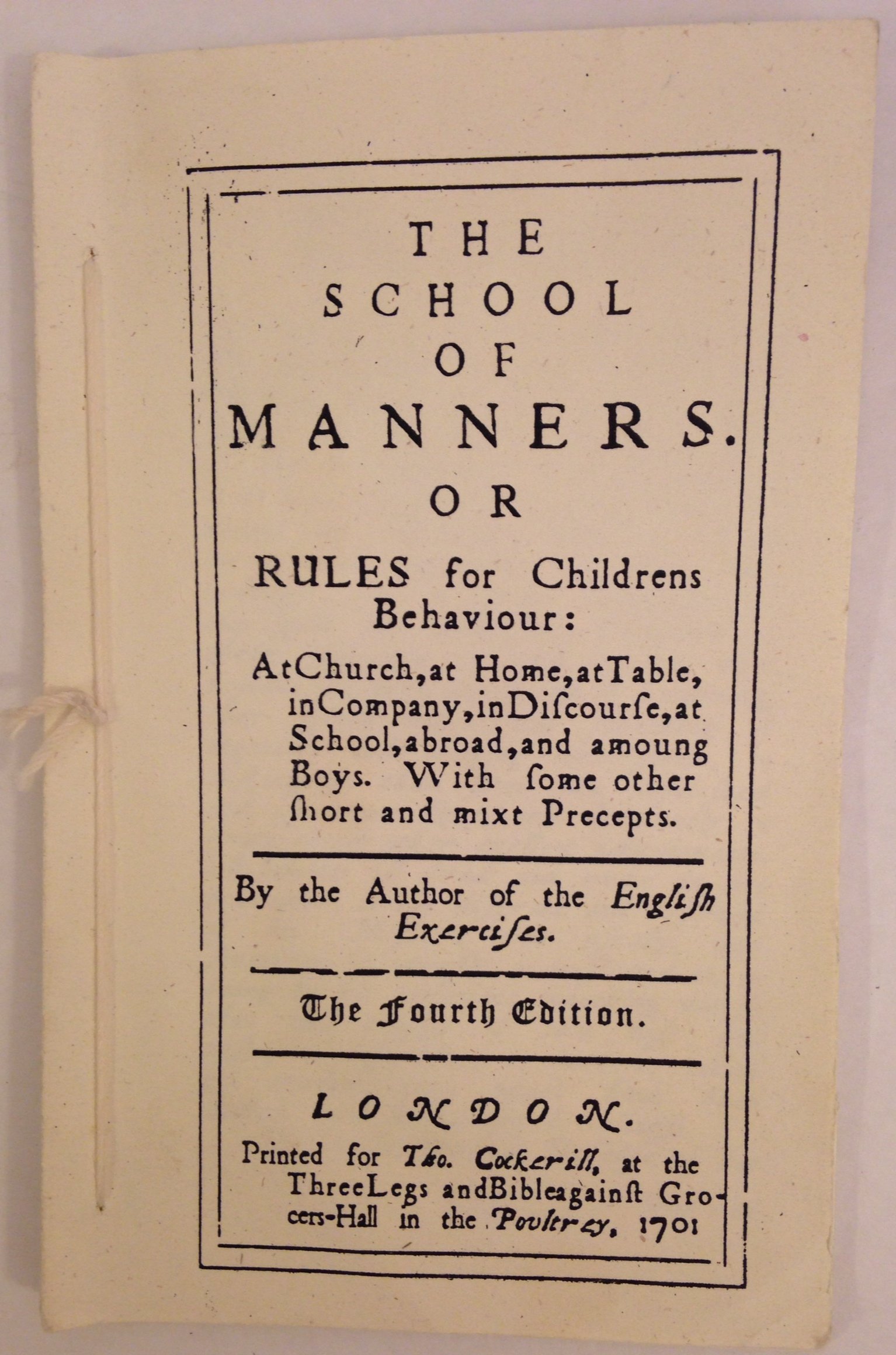 The School Of Manners Or Rules For Childrens Behaviour - 