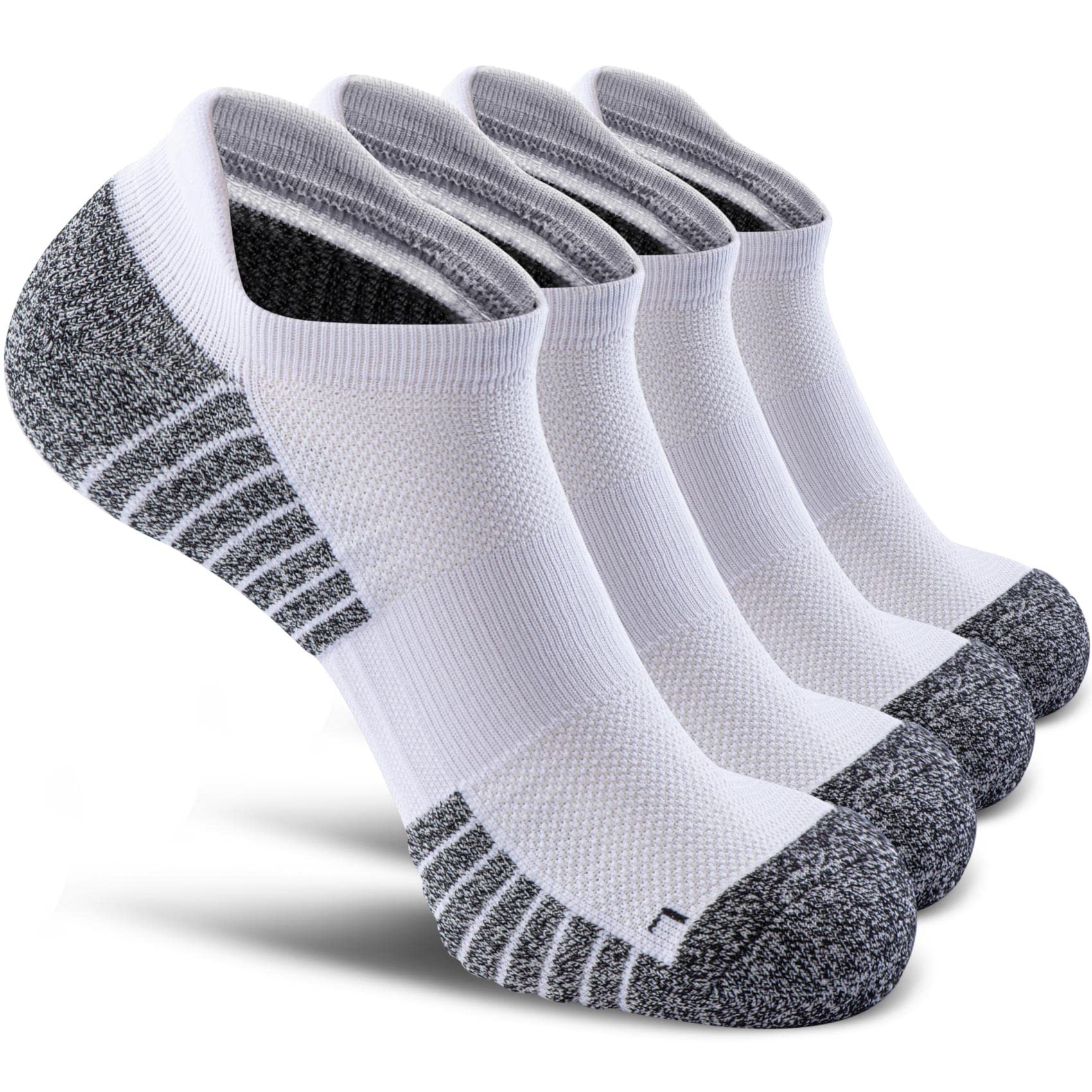 Photo 1 of SITOISBE No Show Sports Compression Running Socks for Men Women Circulation 4-pairs, Low Cut Cushioned Socks Moisture Wicking Arch Support for Planter Faciatis Golf Exercise, White, Medium
