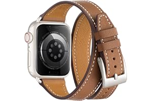 WFEAGL Leather Band Compatible with Apple Watch Strap Women, Double Tour Straps for iWatch Series 11 SE 10 9 8 7 6 5 4 3 2 1,