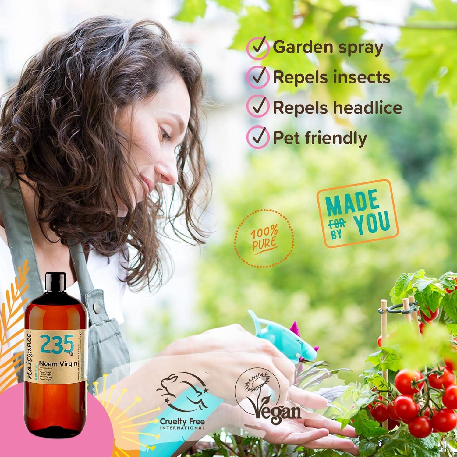 Naissance Virgin Neem Oil (No. 235) - 870ml - Pure, Natural, Unrefined, Vegan - for Hair Nail, Eyebrow, Scalp, Skin, Body & Plants - Image 3