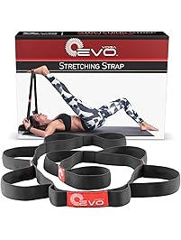 Yoga EVO Elastic Stretching Strap with Loops - eBook, Video Exercises & Carrying Bag Included