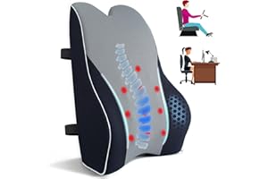 Lofty Aim Lumbar Support Pillow for Office Chair, Ergonomic Memory Foam Lumbar Cushion for Back Pain Relief & Improve Sitting Posture, Back Support for Office Chair, Car, Desk Chair (Gray&Navy)